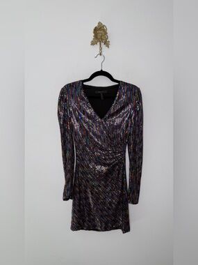BCBGMAXAZRIA Multicolor Sequined Mini Dress S